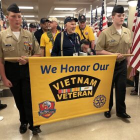 Veterans arrive to a hero’s welcome. Photo submitted.