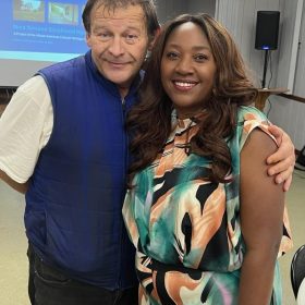 Nina Simone Project founder Dr. Crys Armbrust and Polk County native Tanisha Akinloye attend an information session on the Nina Simone Childhood Home in Tryon.